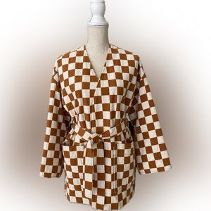 Madewell Checkered Kimono Style Wrap Jacket